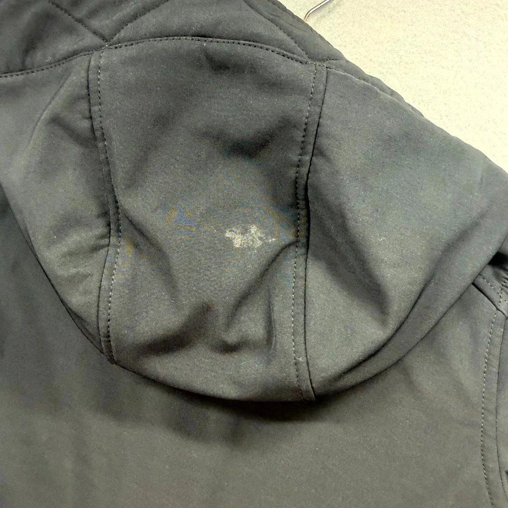 Michael Kors Soft Shell Jacket Girls 7/8 Black Fleece Lined Hooded Gold Full Zip